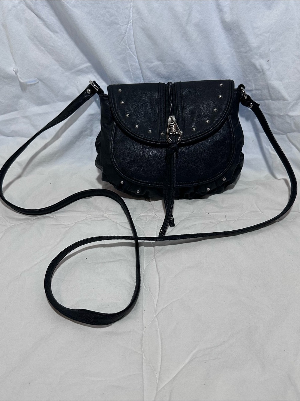 Betsey Johnson Black Studded Flap Crossbody Bag